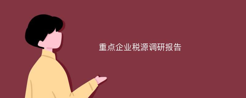 重点企业税源调研报告