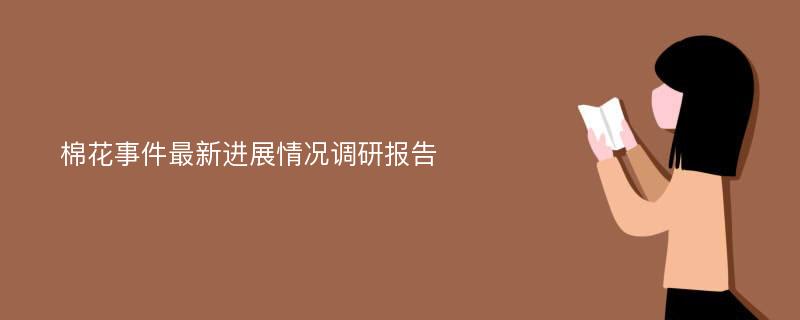 棉花事件最新进展情况调研报告