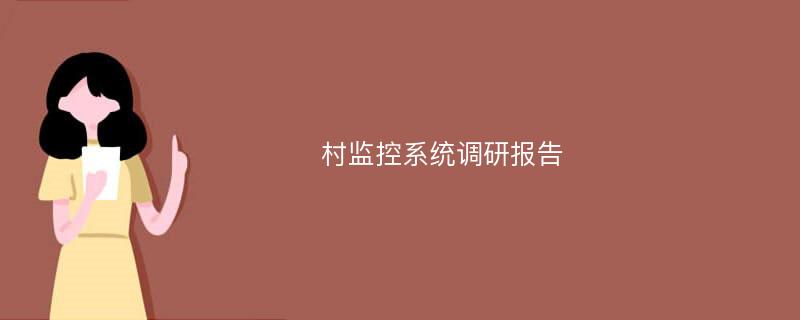 村监控系统调研报告