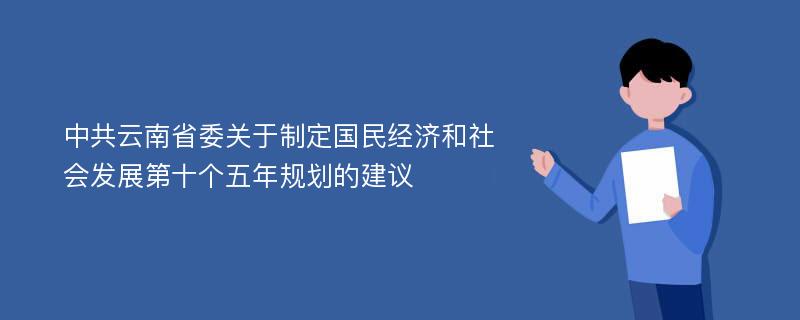 中共云南省委关于制定国民经济和社会发展第十个五年规划的建议