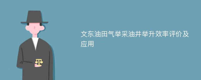 文东油田气举采油井举升效率评价及应用